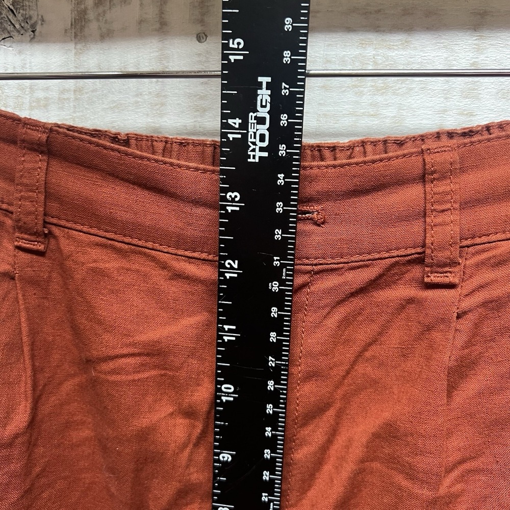 Uniqlo Linen Blend Pants Womens XS Brown Wide Leg Crop High Waist Beach Resort - Picture 10 of 11